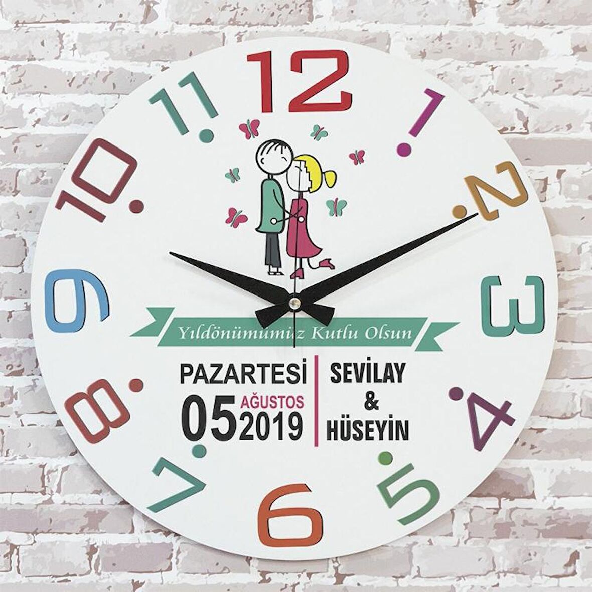 Sevgililer Günü Hediyesi Ahşap Saat 33cm  KA02-1313
