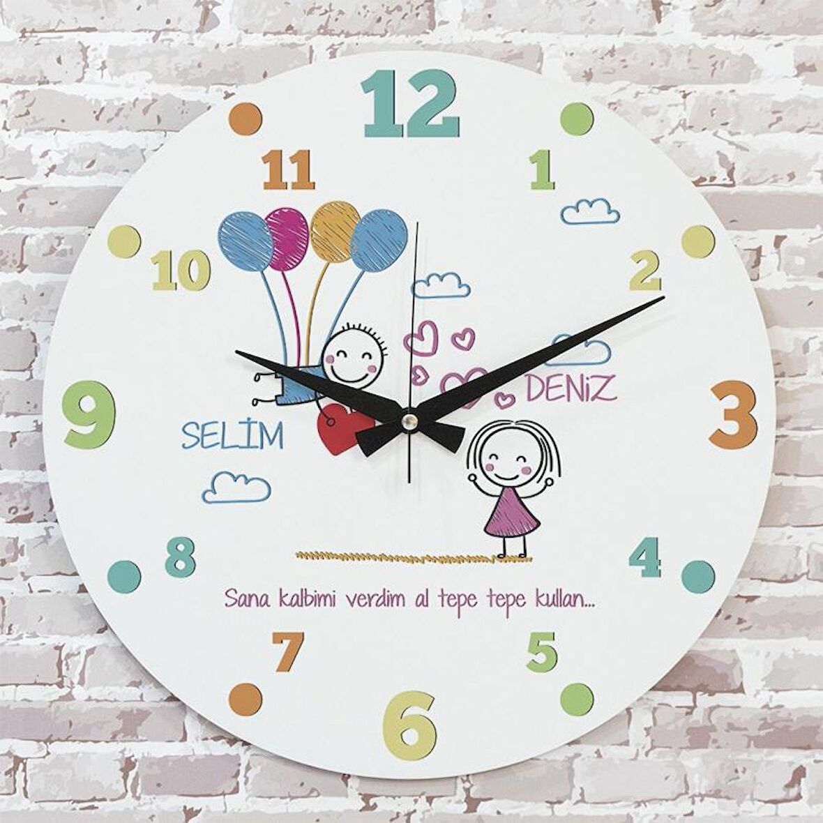 Sevgililer Günü Hediyesi Ahşap Saat 33cm  KA02-1314