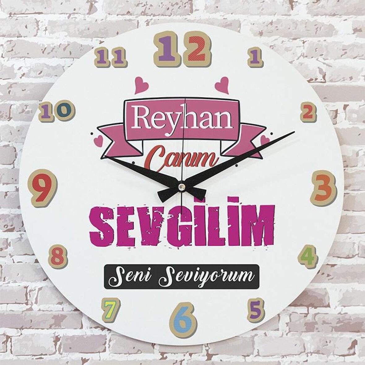 Sevgililer Günü Hediyesi Ahşap Saat 33cm  KA02-1315