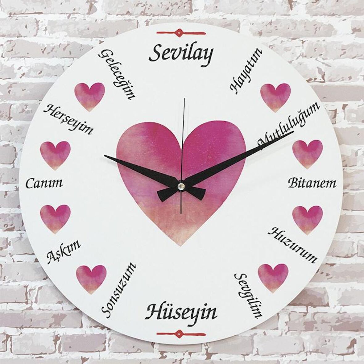 Sevgililer Günü Hediyesi Ahşap Saat 33cm  KA02-1316