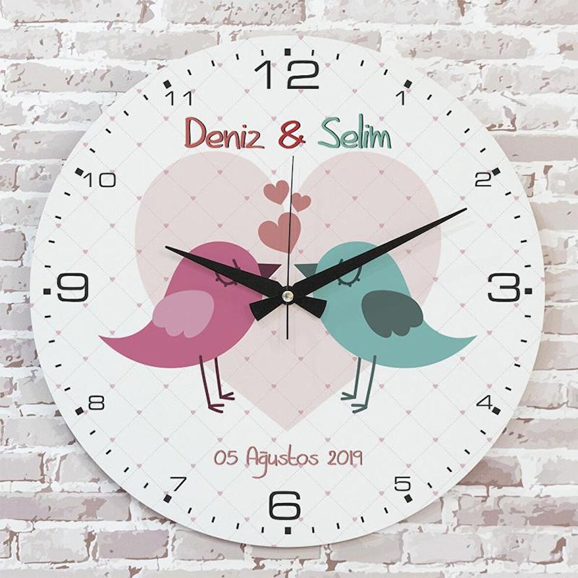 Sevgililer Günü Hediyesi Ahşap Saat 33cm  KA02-1317