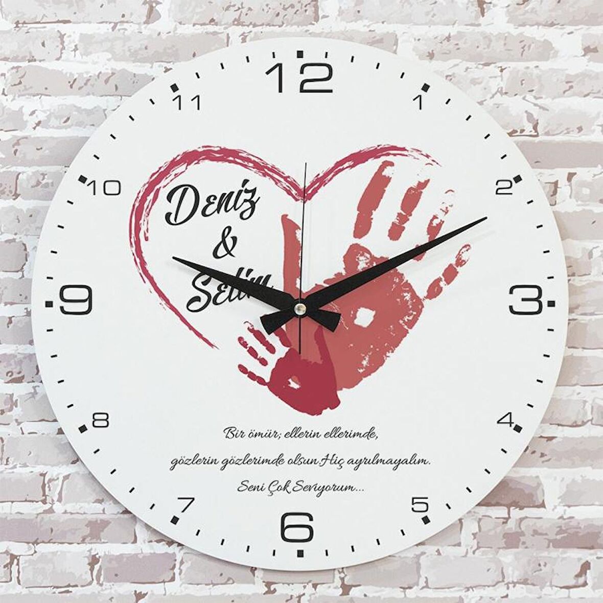 Sevgililer Günü Hediyesi Ahşap Saat 33cm  KA02-1318