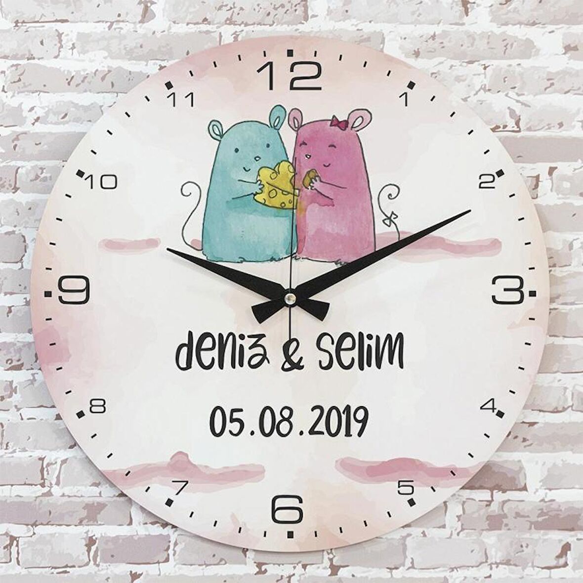 Sevgililer Günü Hediyesi Ahşap Saat 33cm  KA02-1321