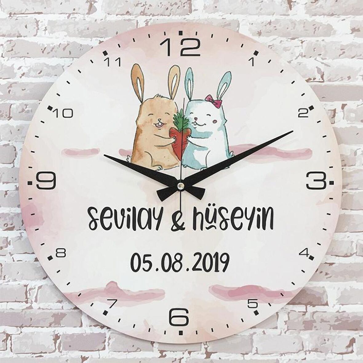 Sevgililer Günü Hediyesi Ahşap Saat 33cm  KA02-1322
