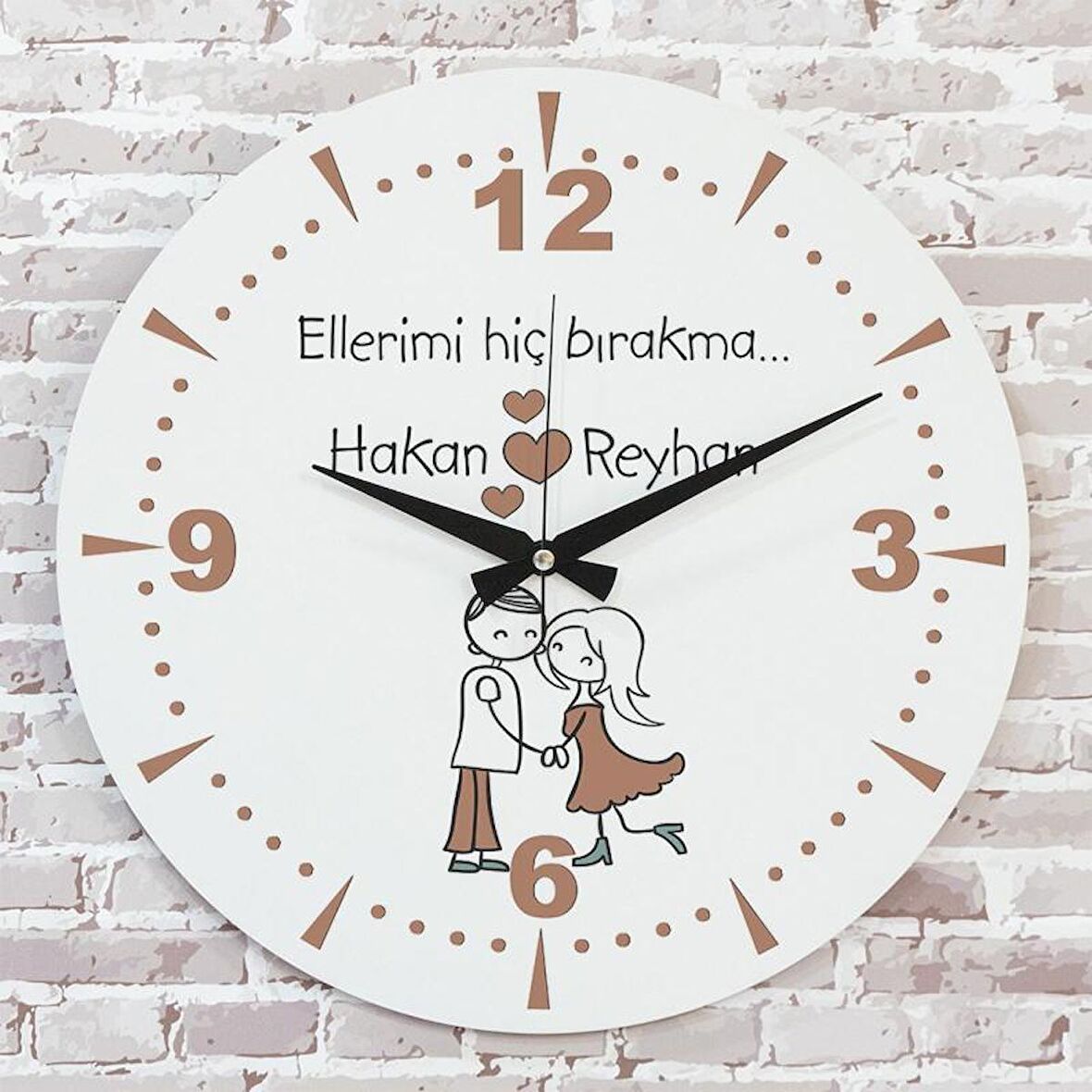 Sevgililer Günü Hediyesi Ahşap Saat 33cm  KA02-1324