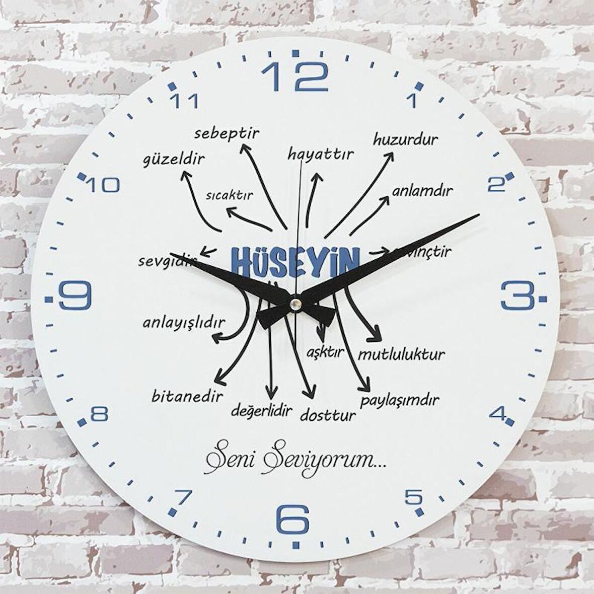 Sevgililer Günü Hediyesi Ahşap Saat 33cm  KA02-1329