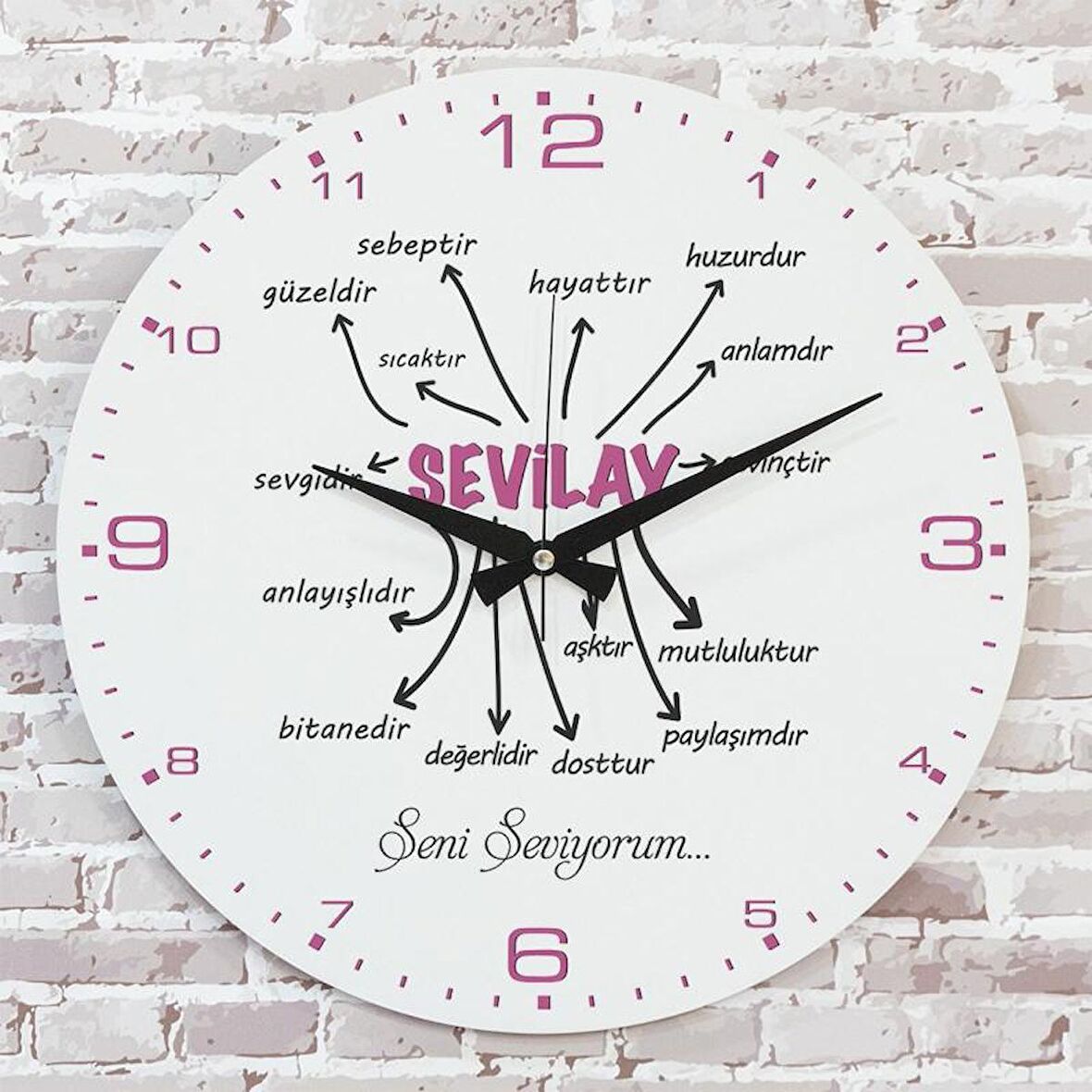 Sevgililer Günü Hediyesi Ahşap Saat 33cm  KA02-1330