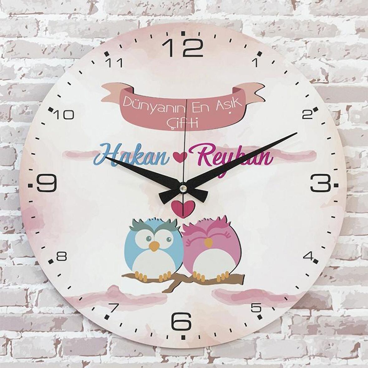 Sevgililer Günü Hediyesi Ahşap Saat 33cm  KA02-1336