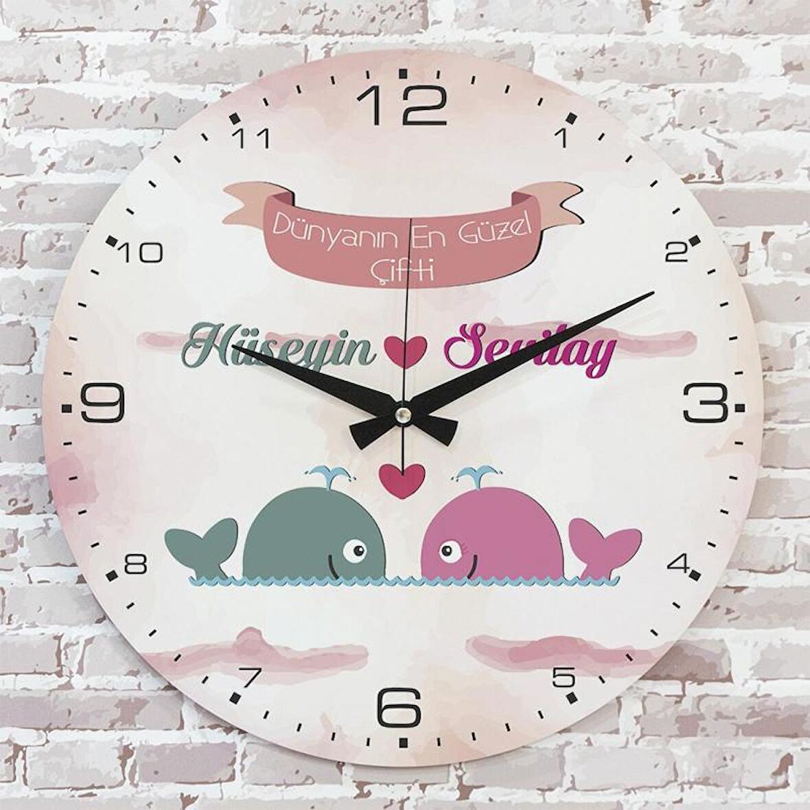 Sevgililer Günü Hediyesi Ahşap Saat 33cm  KA02-1337