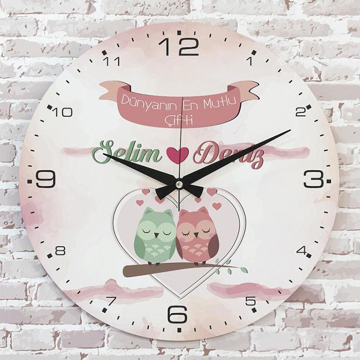 Sevgililer Günü Hediyesi Ahşap Saat 33cm  KA02-1338