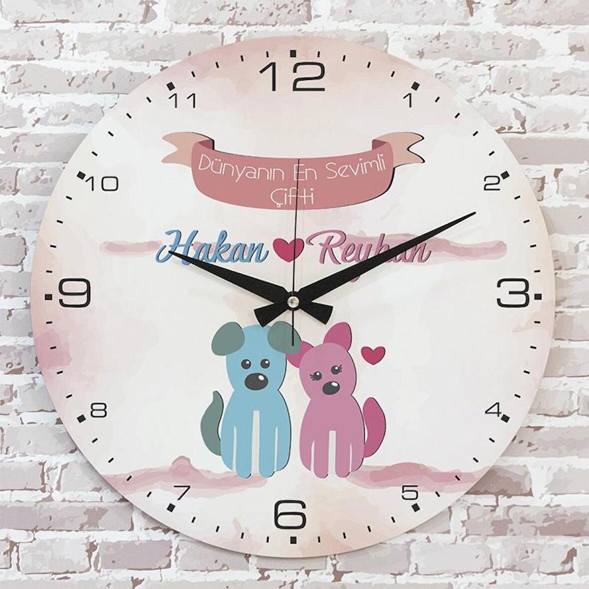 Sevgililer Günü Hediyesi Ahşap Saat 33cm  KA02-1339