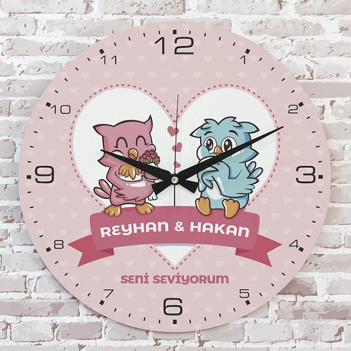 Sevgililer Günü Hediyesi Ahşap Saat 33cm  KA02-1345