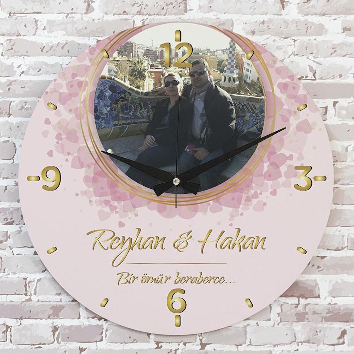 Sevgililer Günü Hediyesi Ahşap Saat 33cm  KA02-1356