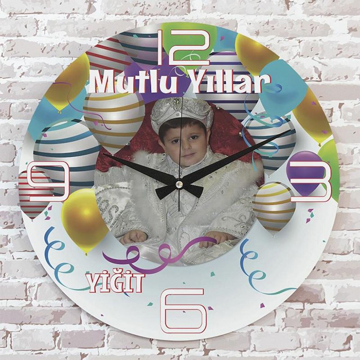 Kişiye Özel Fotoğraflı İyi ki Doğdun Hediye Ahşap Saat 33cm  KA02-1368