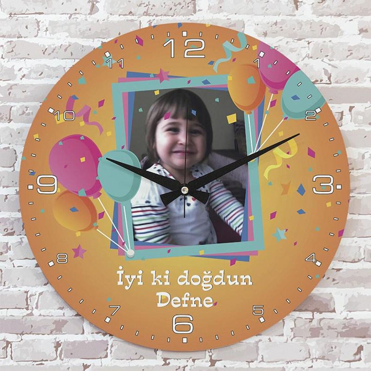 Kişiye Özel Fotoğraflı İyi ki Doğdun Hediye Ahşap Saat 33cm  KA02-1370