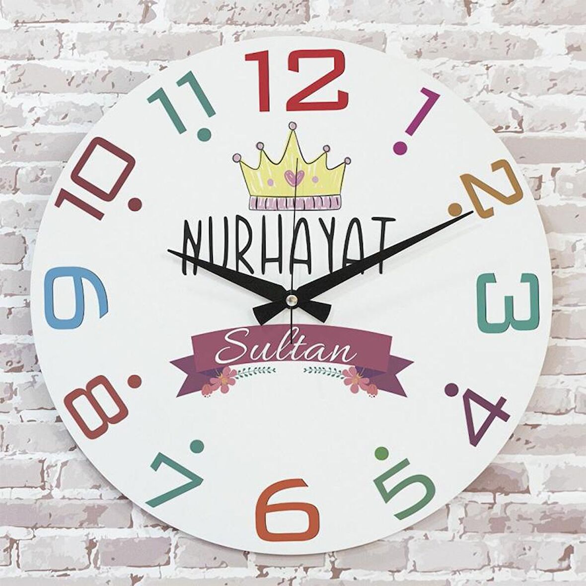 Kişiye Özel Sultan Tasarımlı Hediye Ahşap Saat 33cm  KA02-1376