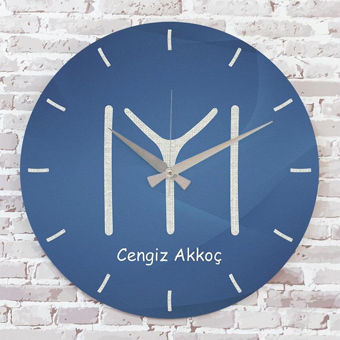 Kişiye Özel Kayı Boyu Bayrağı Tasarımlı Hediye Ahşap Saat 33cm  KA02-1382