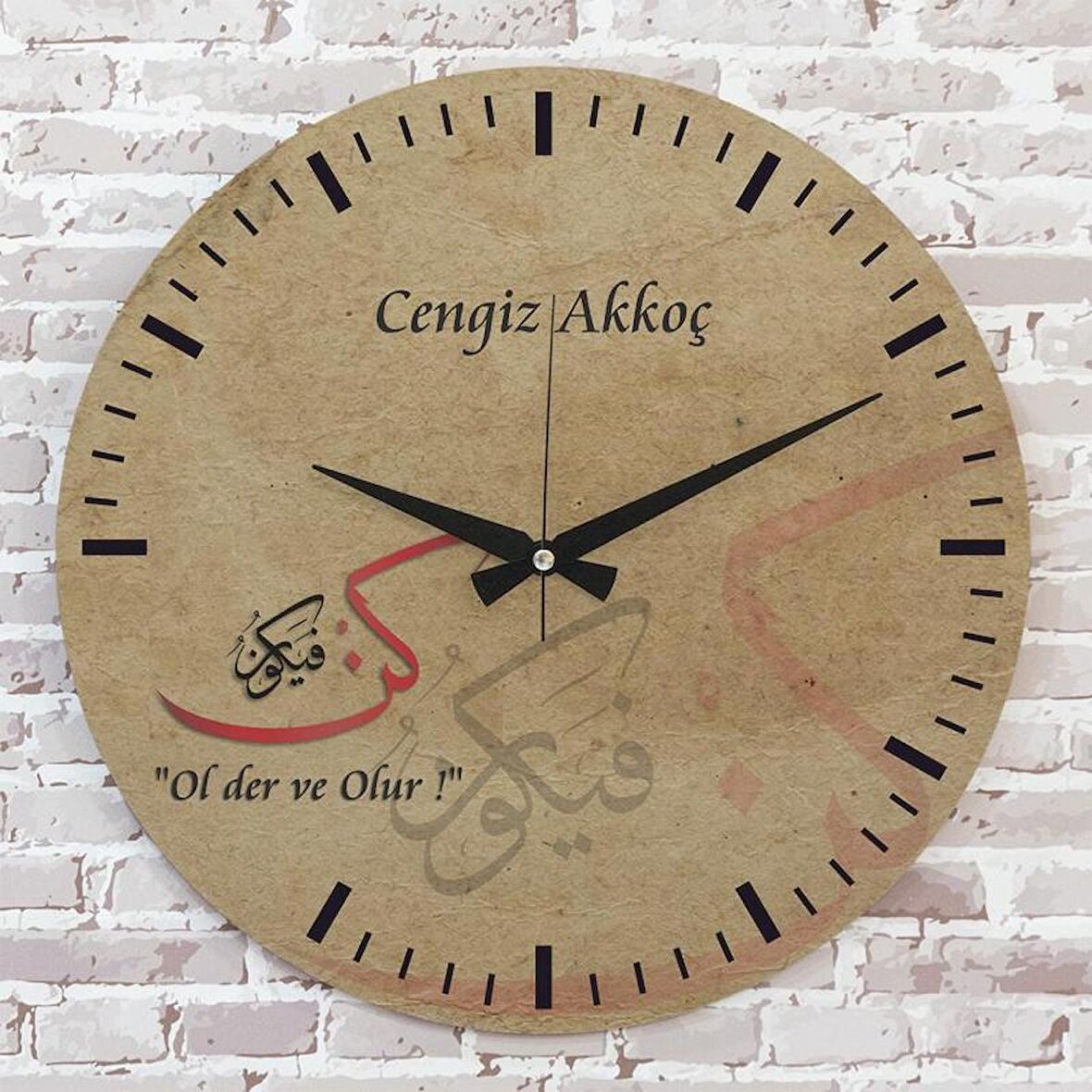 Kişiye Özel Ol Der ve Olur Tasarımlı Hediye Ahşap Saat 33cm  KA02-1383