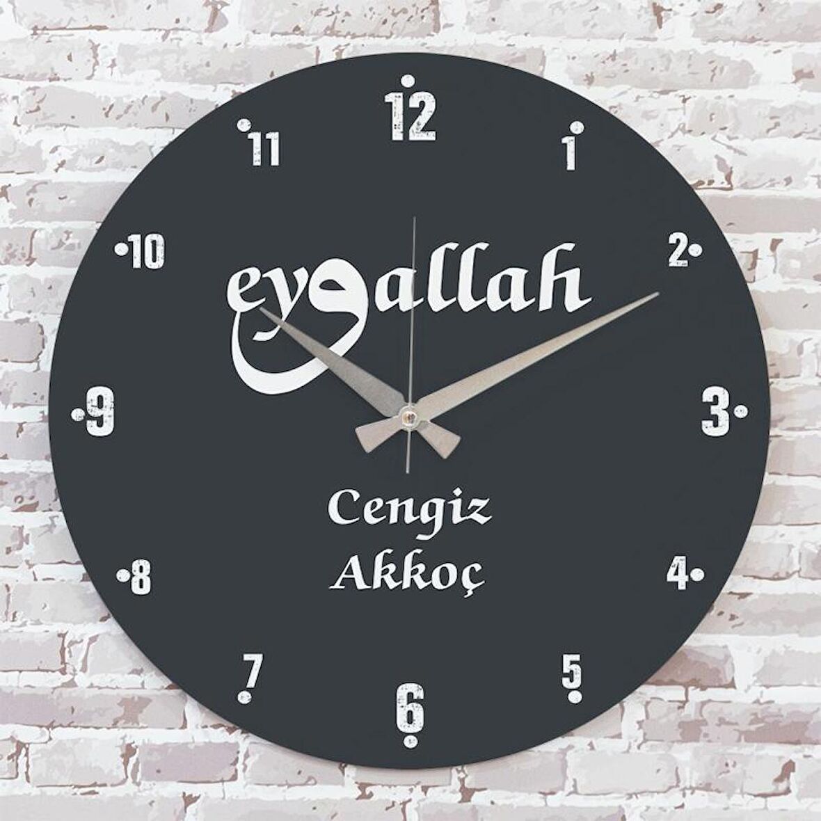 Kişiye Özel Eyvallah Tasarımlı Hediye Ahşap Saat 33cm  KA02-1422