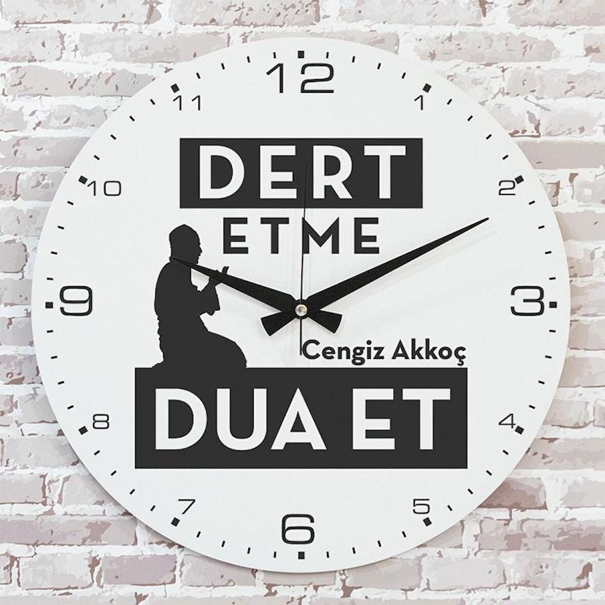 Kişiye Özel Dert etme, Dua et Tasarımlı Hediye Ahşap Saat 33cm  KA02-1425