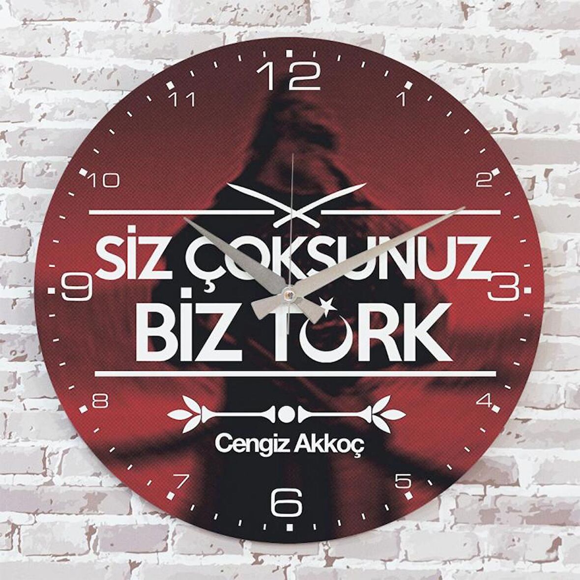 Kişiye Özel Siz Çoksunuz, Biz Türk Tasarımlı Hediye Ahşap Saat 33cm  KA02-1431