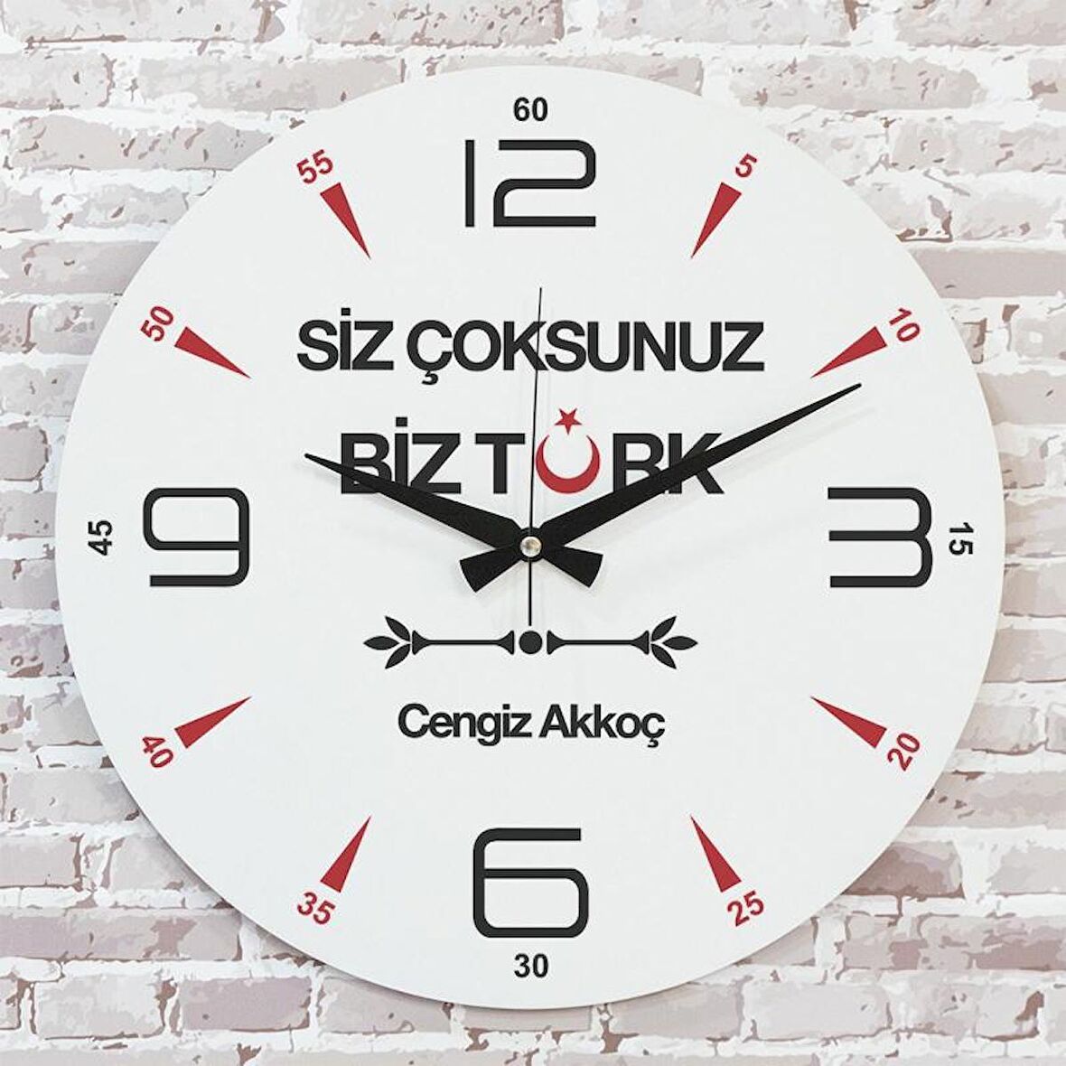 Kişiye Özel Siz Çoksunuz, Biz Türk Tasarımlı Hediye Ahşap Saat 33cm  KA02-1435