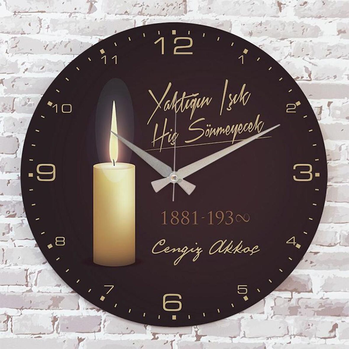 Kişiye Özel Atatürk Tasarımlı Hediye Ahşap Saat 33cm  KA02-1445