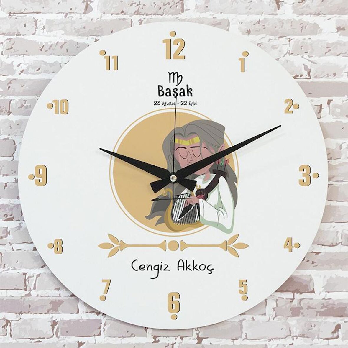Başak Burcuna Hediye Ahşap Saat 33cm  KA02-1483