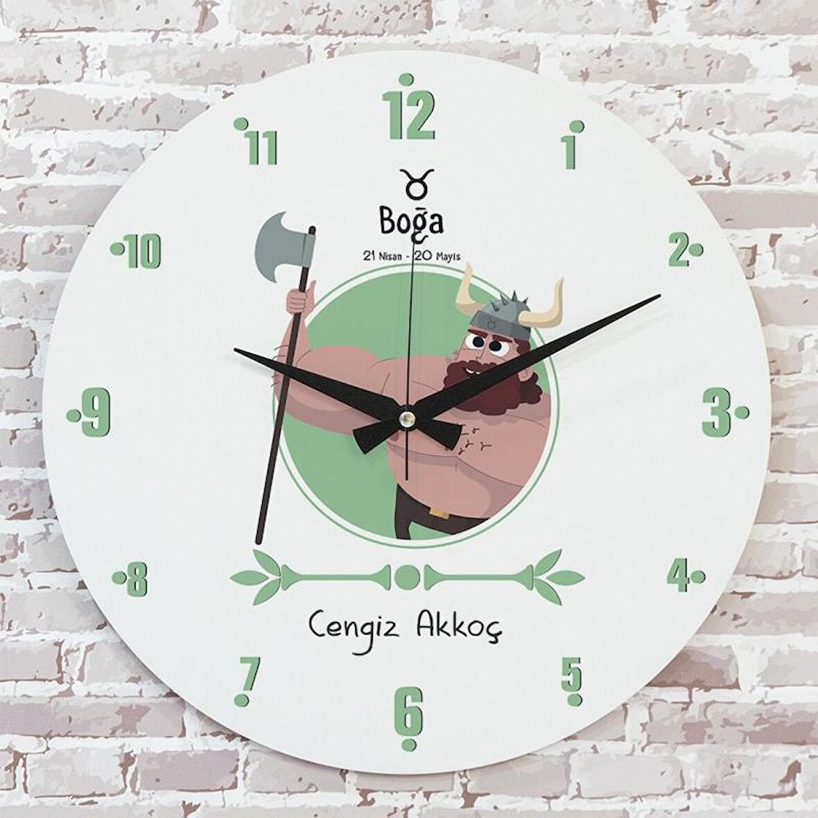 Boğa Burcuna Hediye Ahşap Saat 33cm  KA02-1484