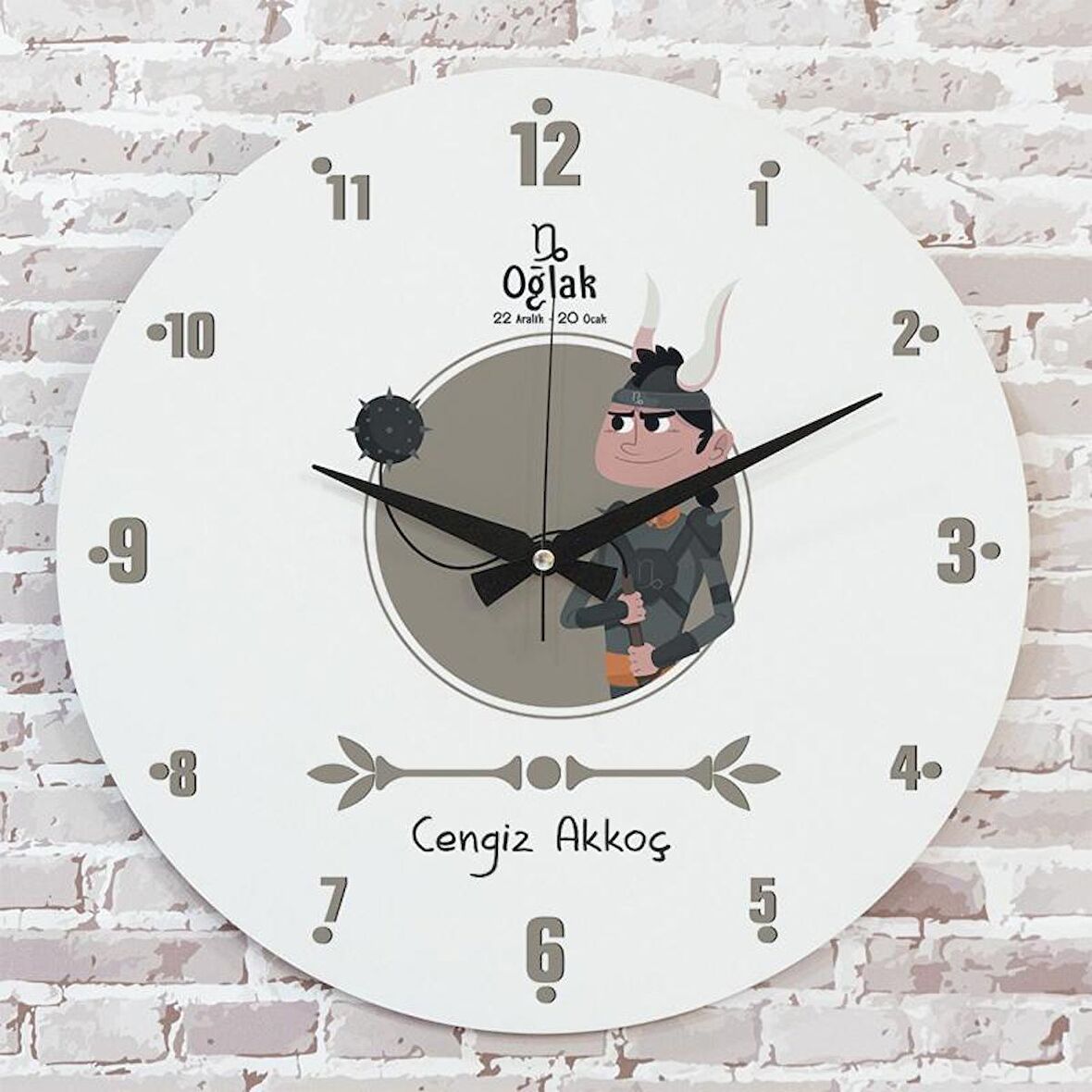 Oğlak Burcuna Hediye Ahşap Saat 33cm  KA02-1488