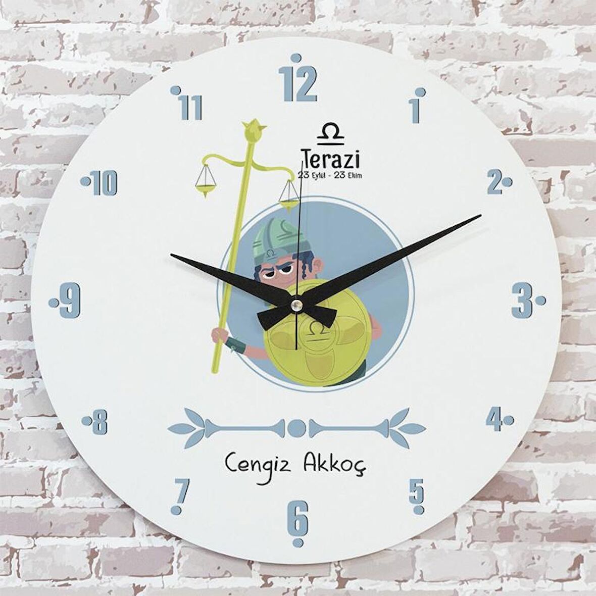 Terazi Burcuna Hediye Ahşap Saat 33cm  KA02-1489