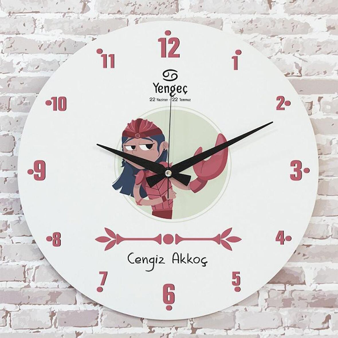 Yengeç Burcuna Hediye Ahşap Saat 33cm  KA02-1491