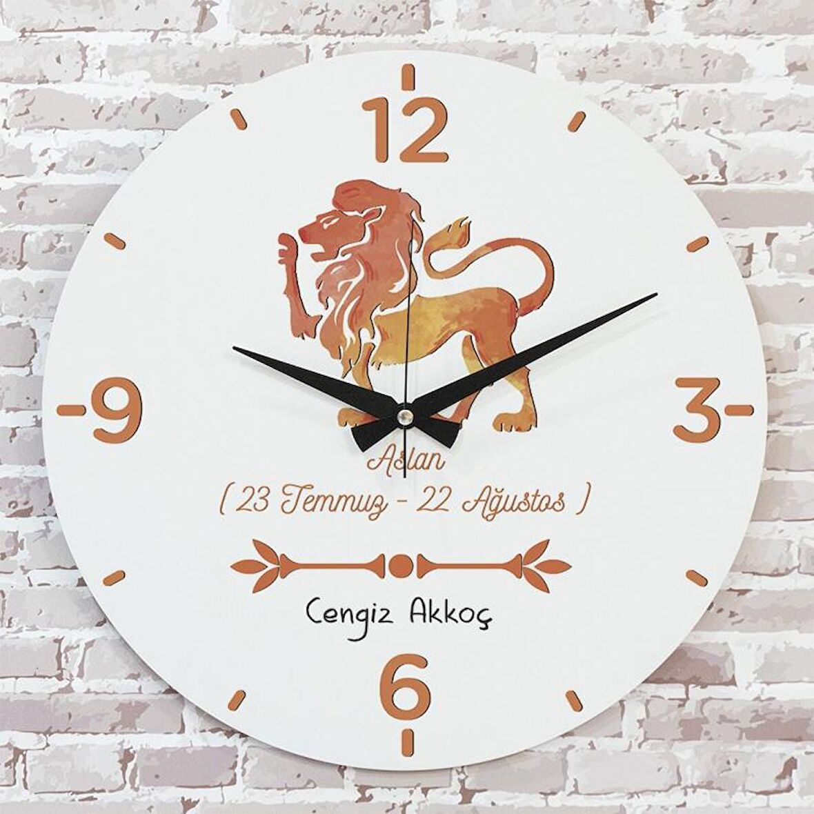 Aslan Burcuna Hediye Ahşap Saat 33cm  KA02-1493