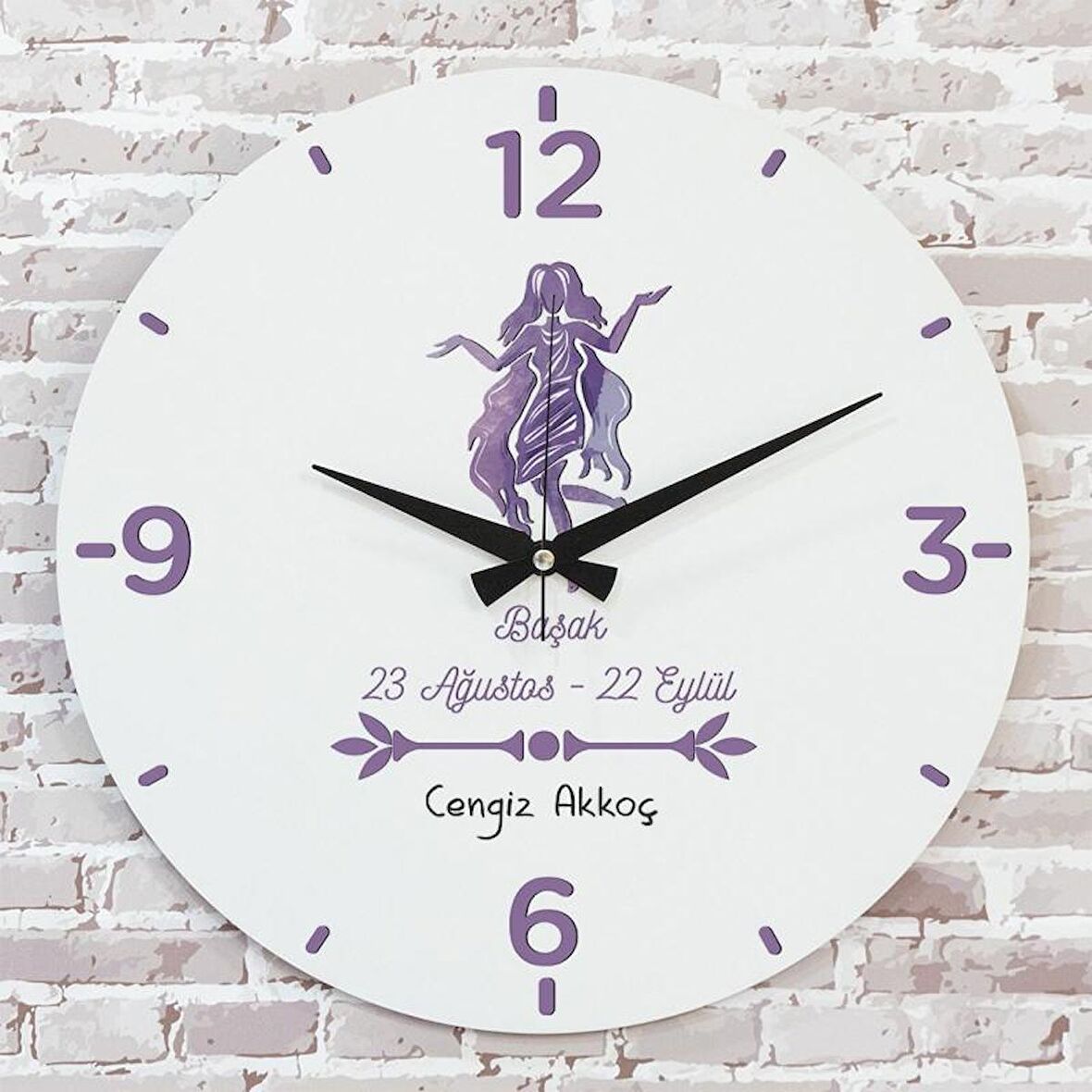 Başak Burcuna Hediye Ahşap Saat 33cm  KA02-1495