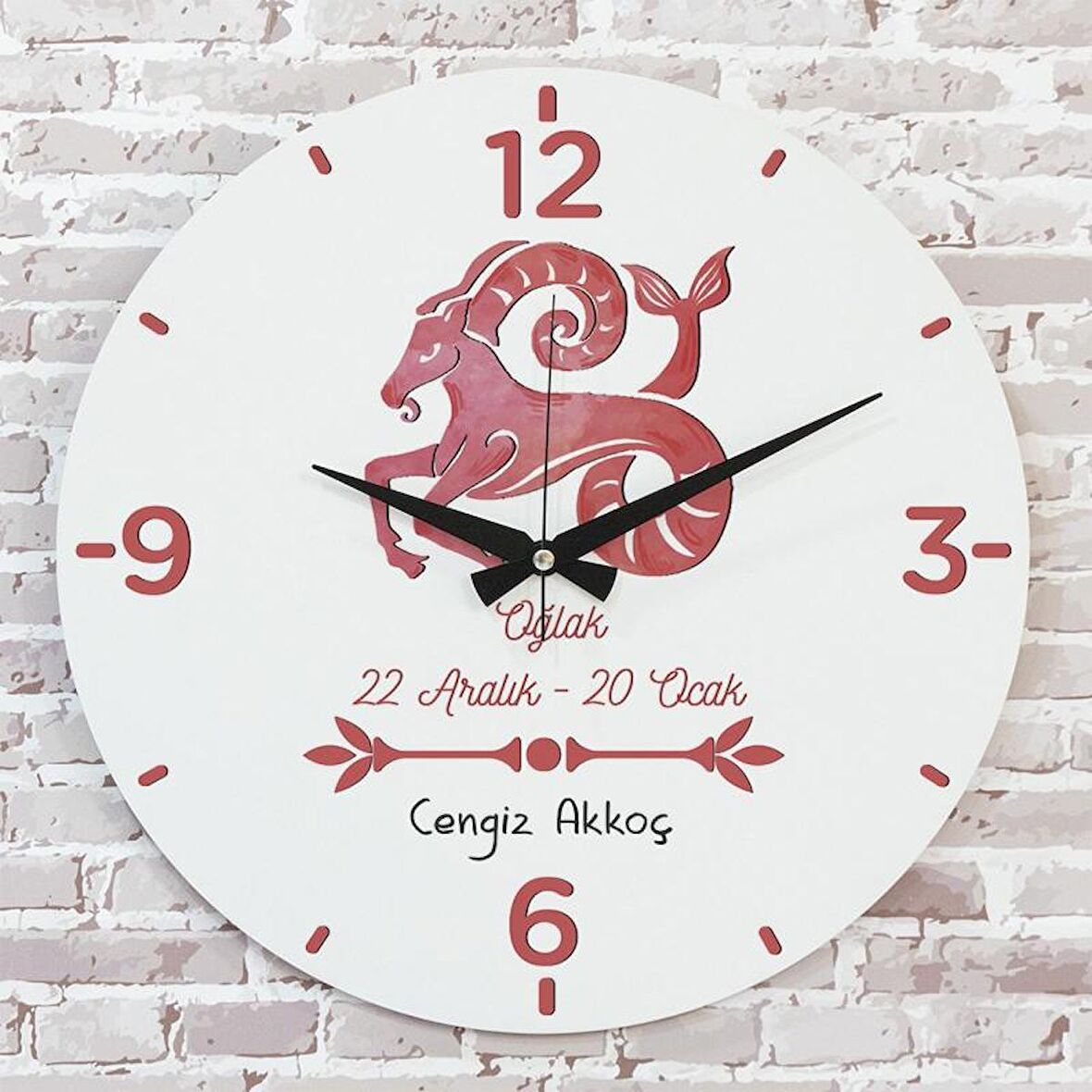 Oğlak Burcuna Hediye Ahşap Saat 33cm  KA02-1500