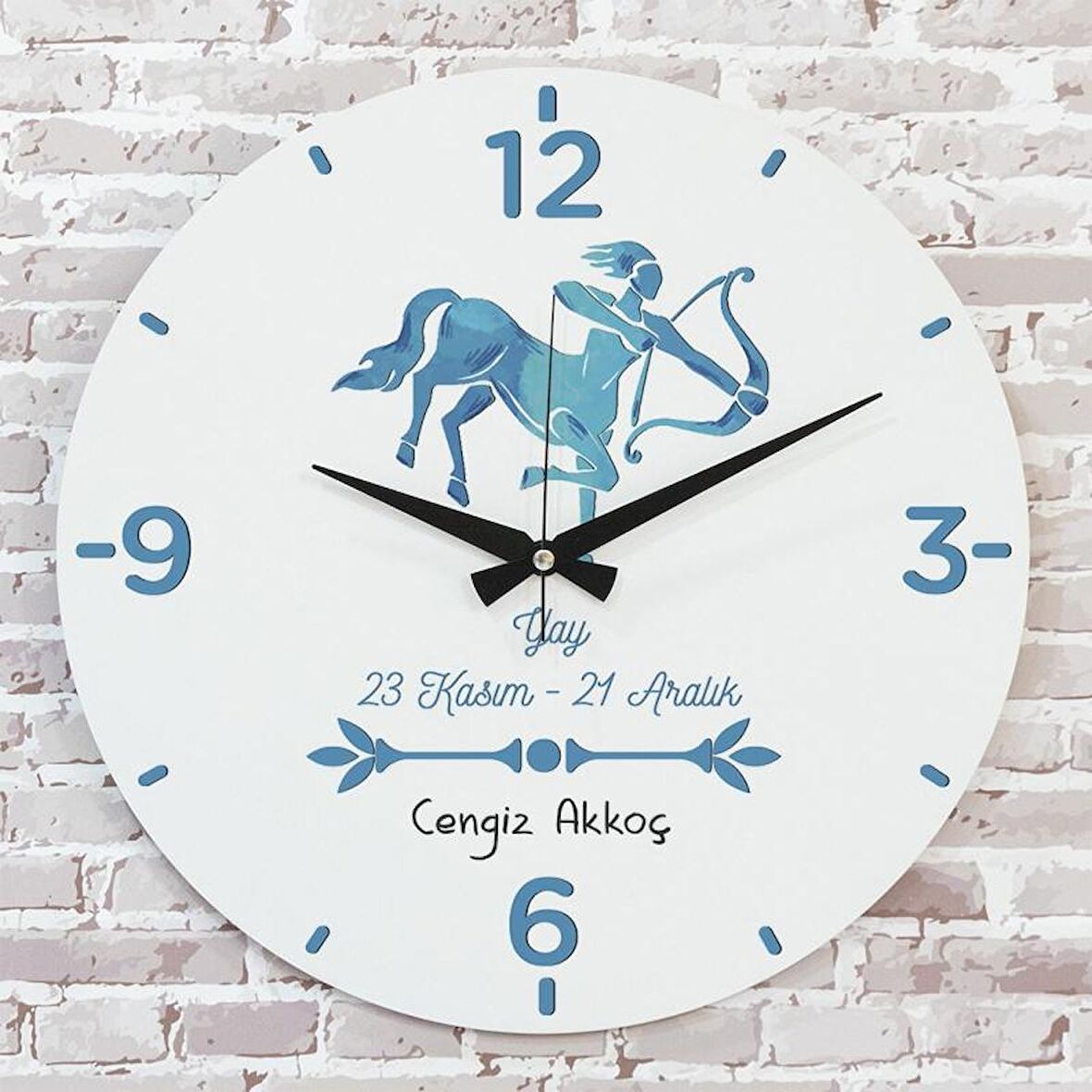 Yay Burcuna Hediye Ahşap Saat 33cm  KA02-1502