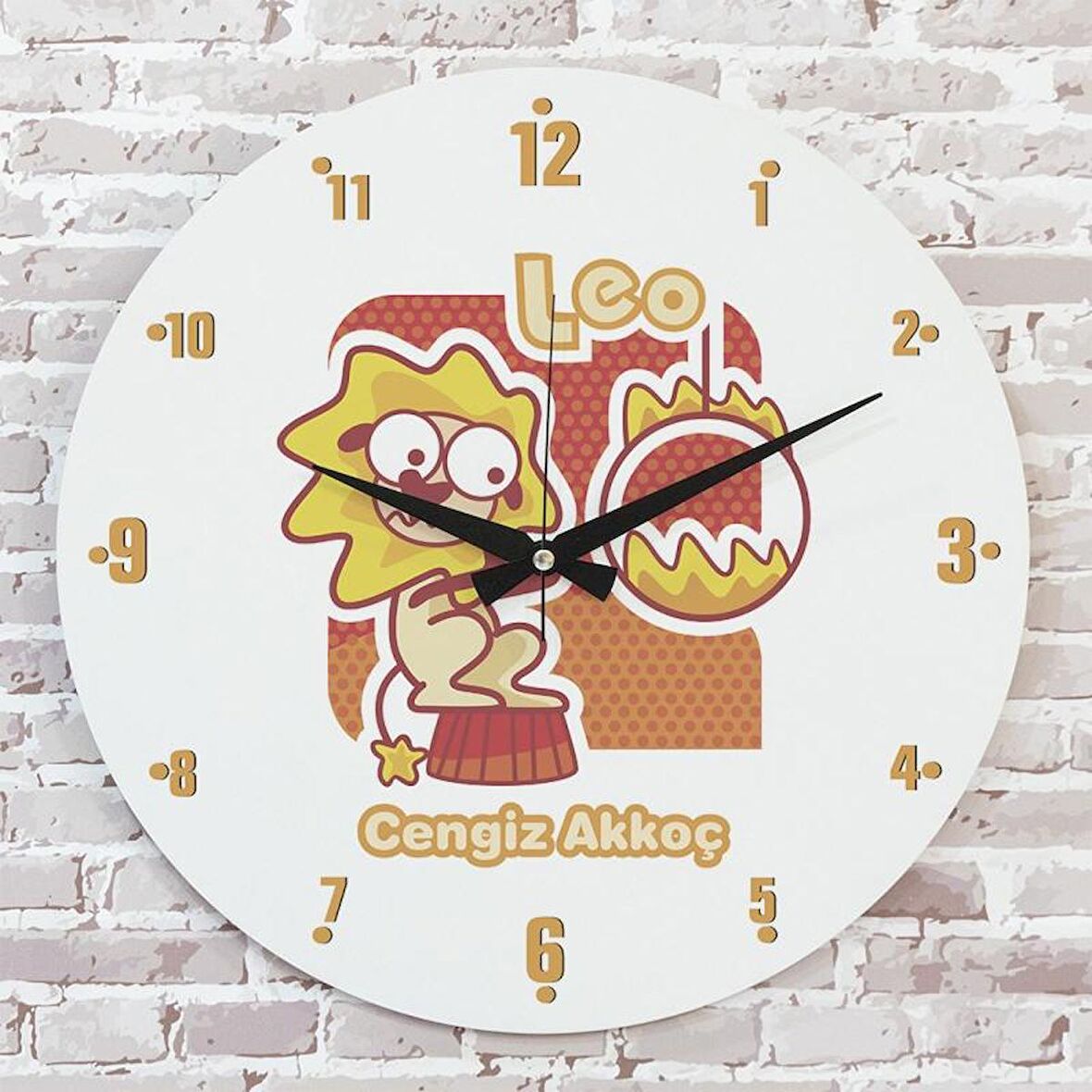 Aslan Burcuna Hediye Ahşap Saat 33cm  KA02-1505