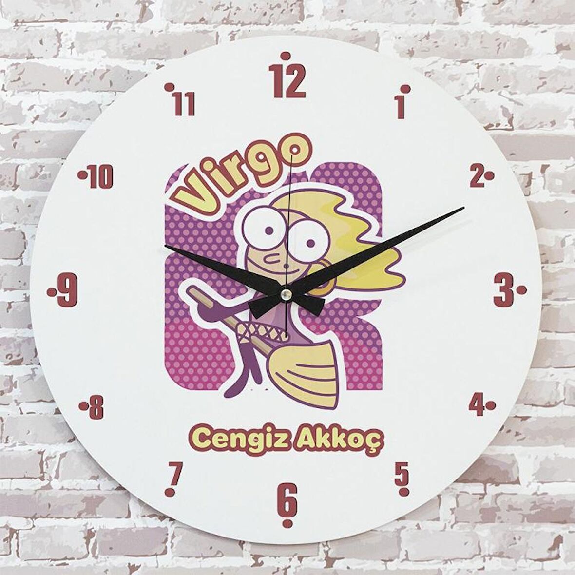 Başak Burcuna Hediye Ahşap Saat 33cm  KA02-1507