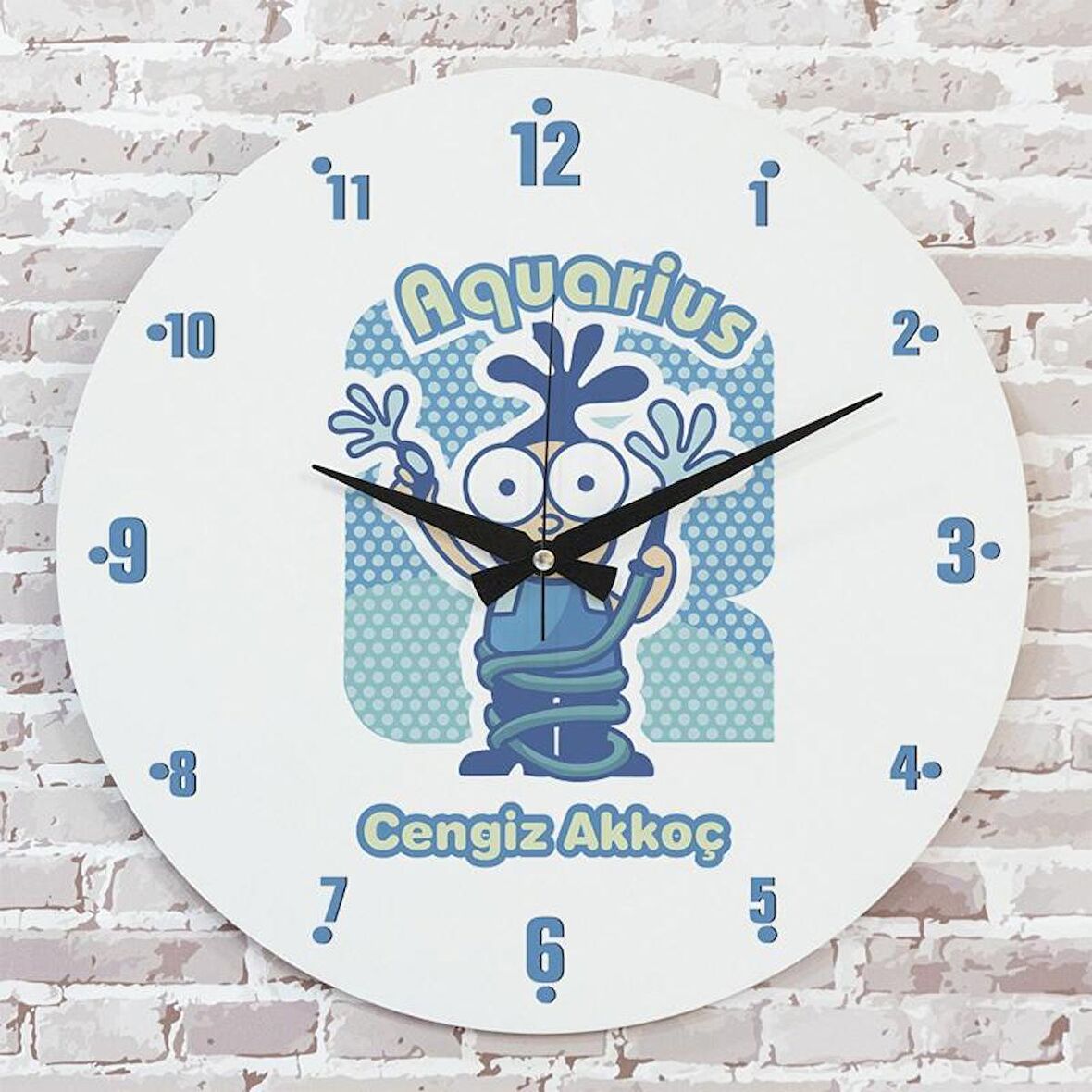 Kova Burcuna Hediye Ahşap Saat 33cm  KA02-1511