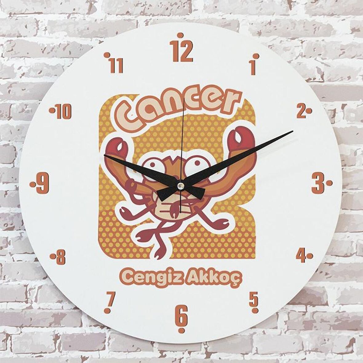 Yengeç Burcuna Hediye Ahşap Saat 33cm  KA02-1515