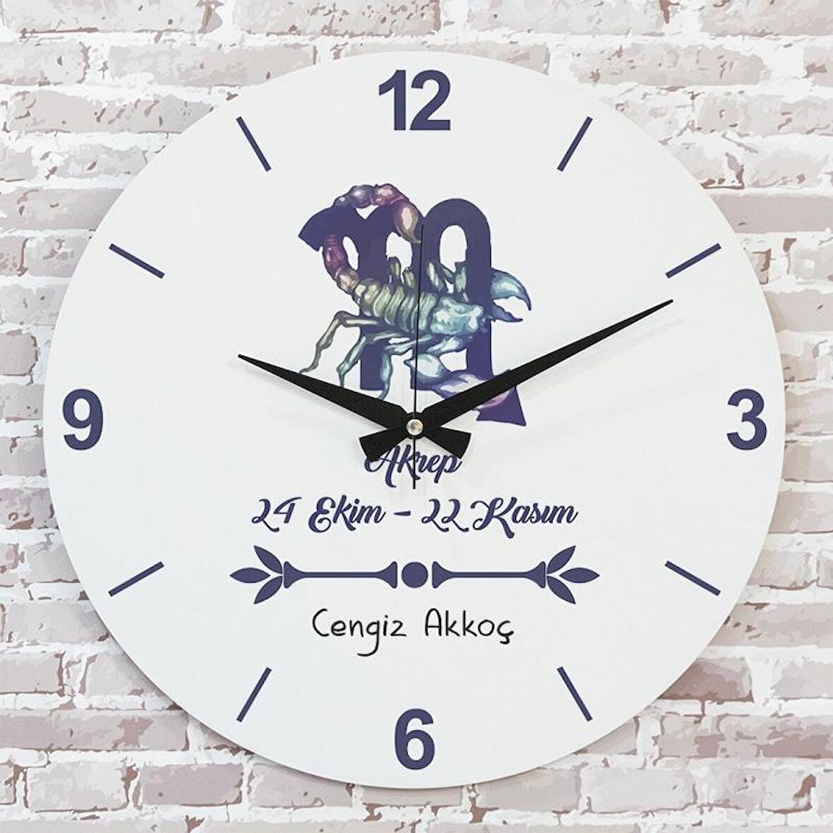 Akrep Burcuna Hediye Ahşap Saat 33cm  KA02-1516