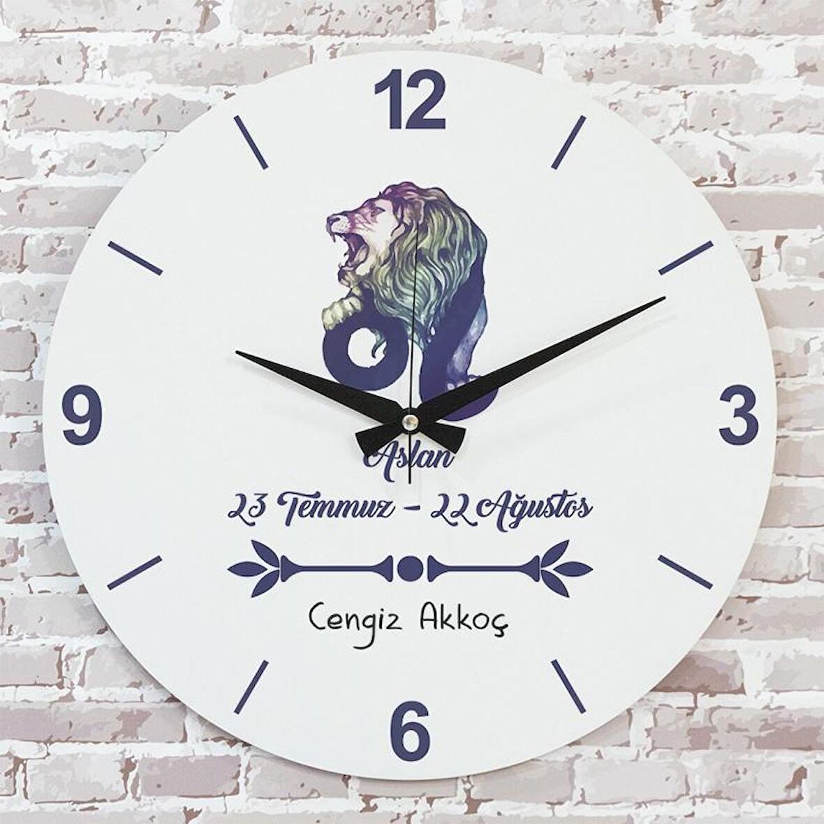 Aslan Burcuna Hediye Ahşap Saat 33cm  KA02-1517