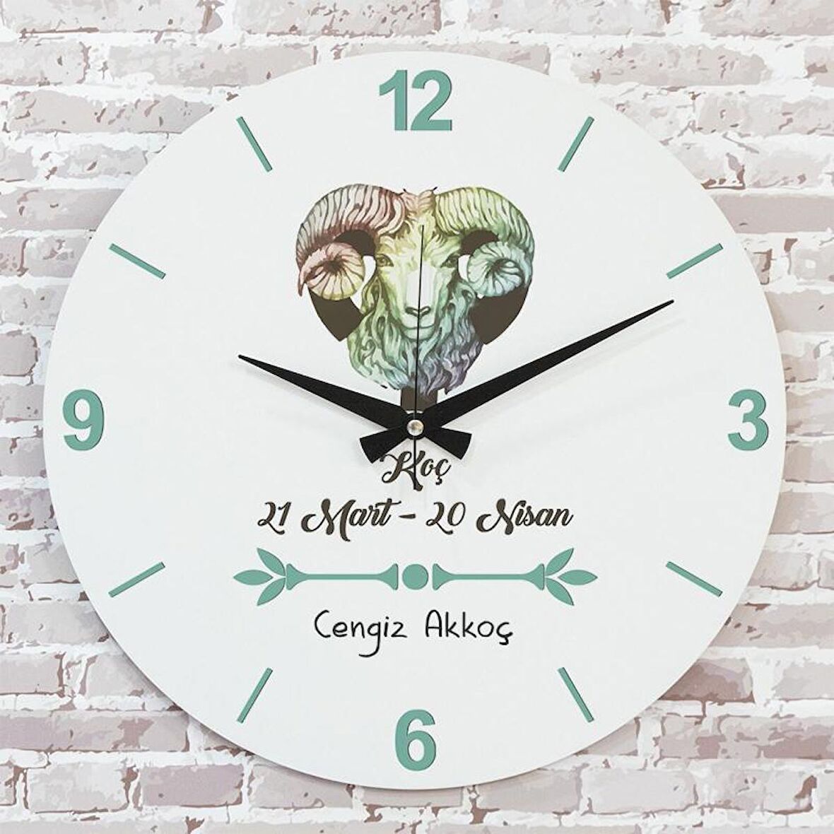 Koç Burcuna Hediye Ahşap Saat 33cm  KA02-1521