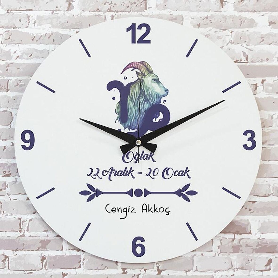 Oğlak Burcuna Hediye Ahşap Saat 33cm  KA02-1523