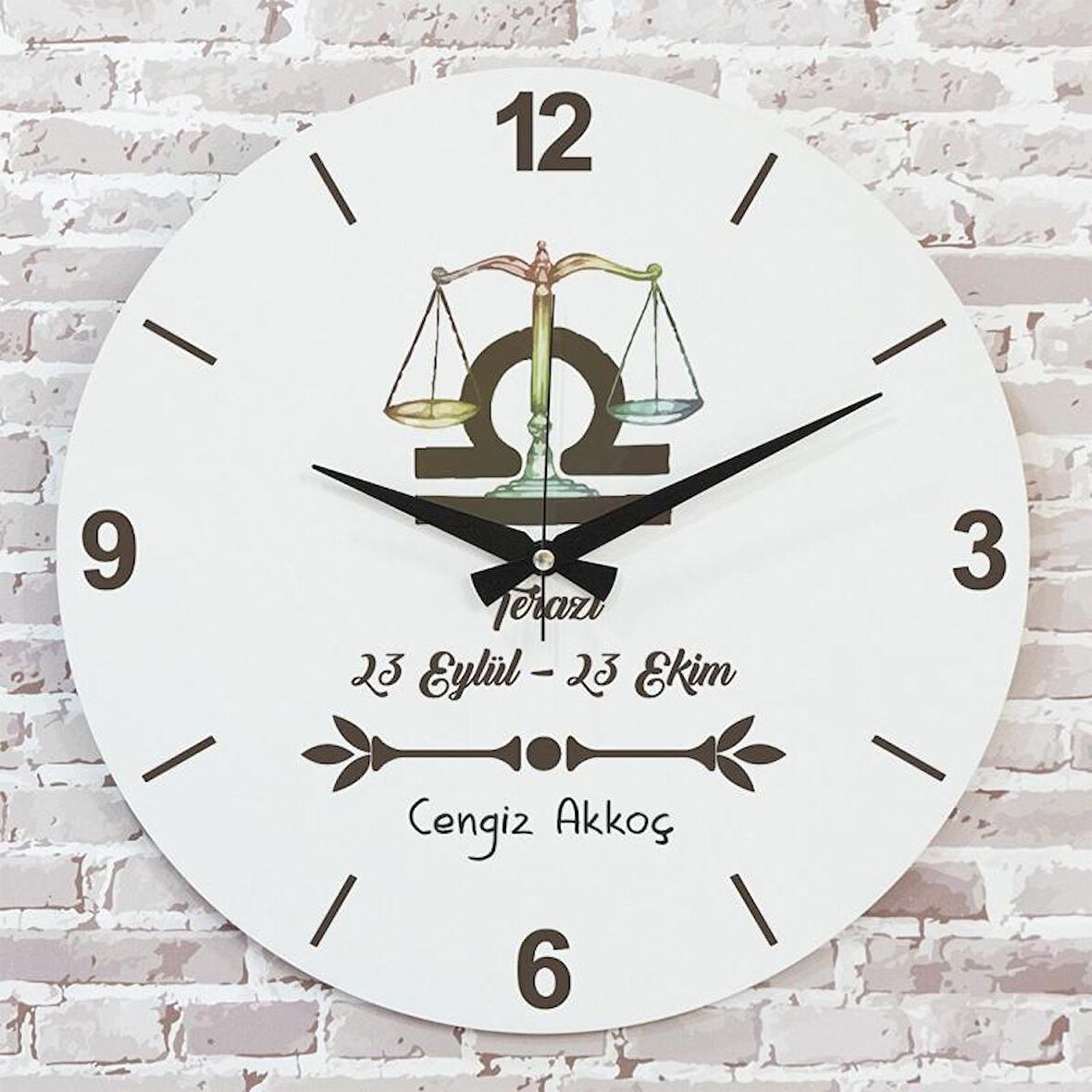 Terazi Burcuna Hediye Ahşap Saat 33cm  KA02-1524