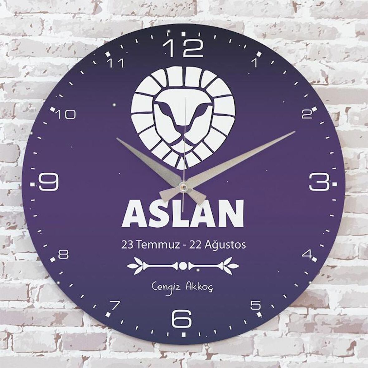 Aslan Burcuna Hediye Ahşap Saat 33cm  KA02-1528