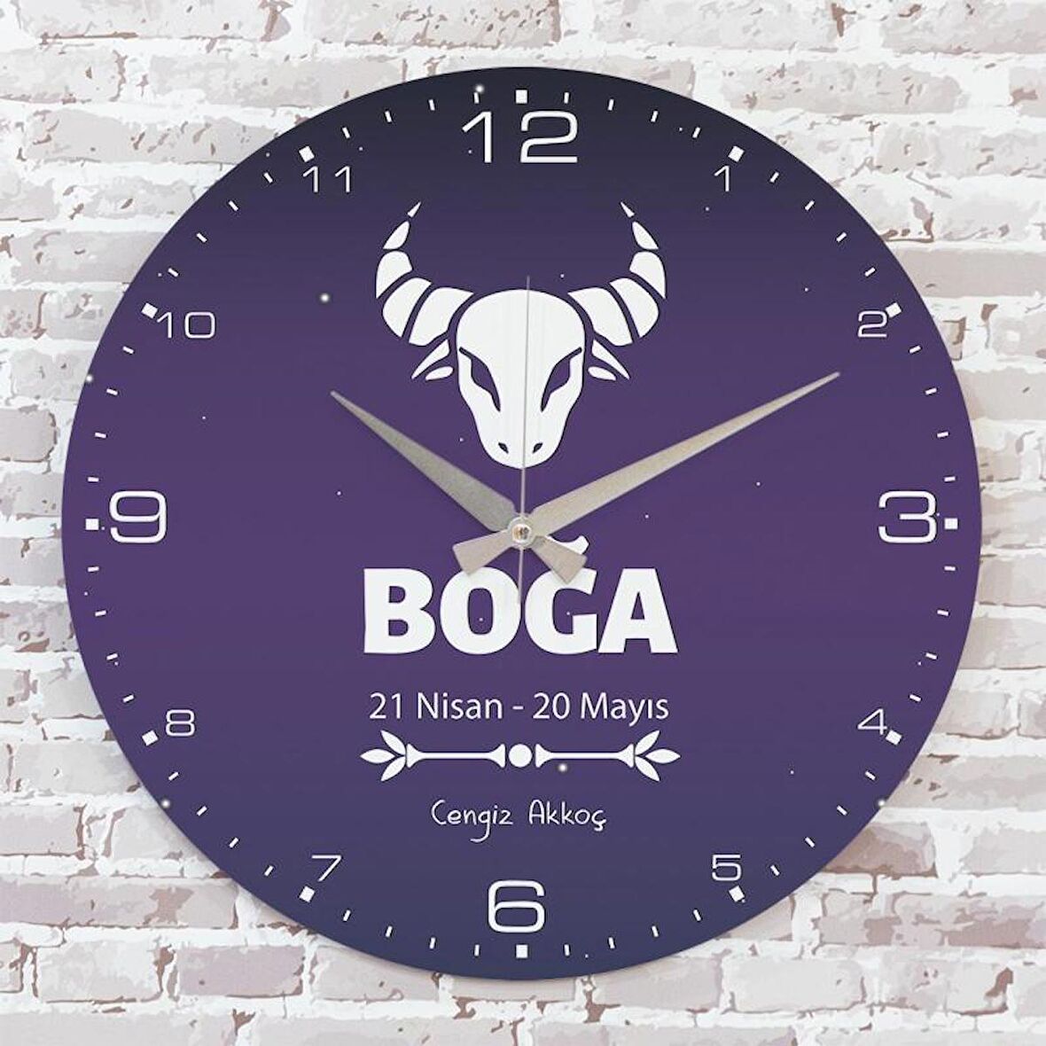 Boğa Burcuna Hediye Ahşap Saat 33cm  KA02-1531