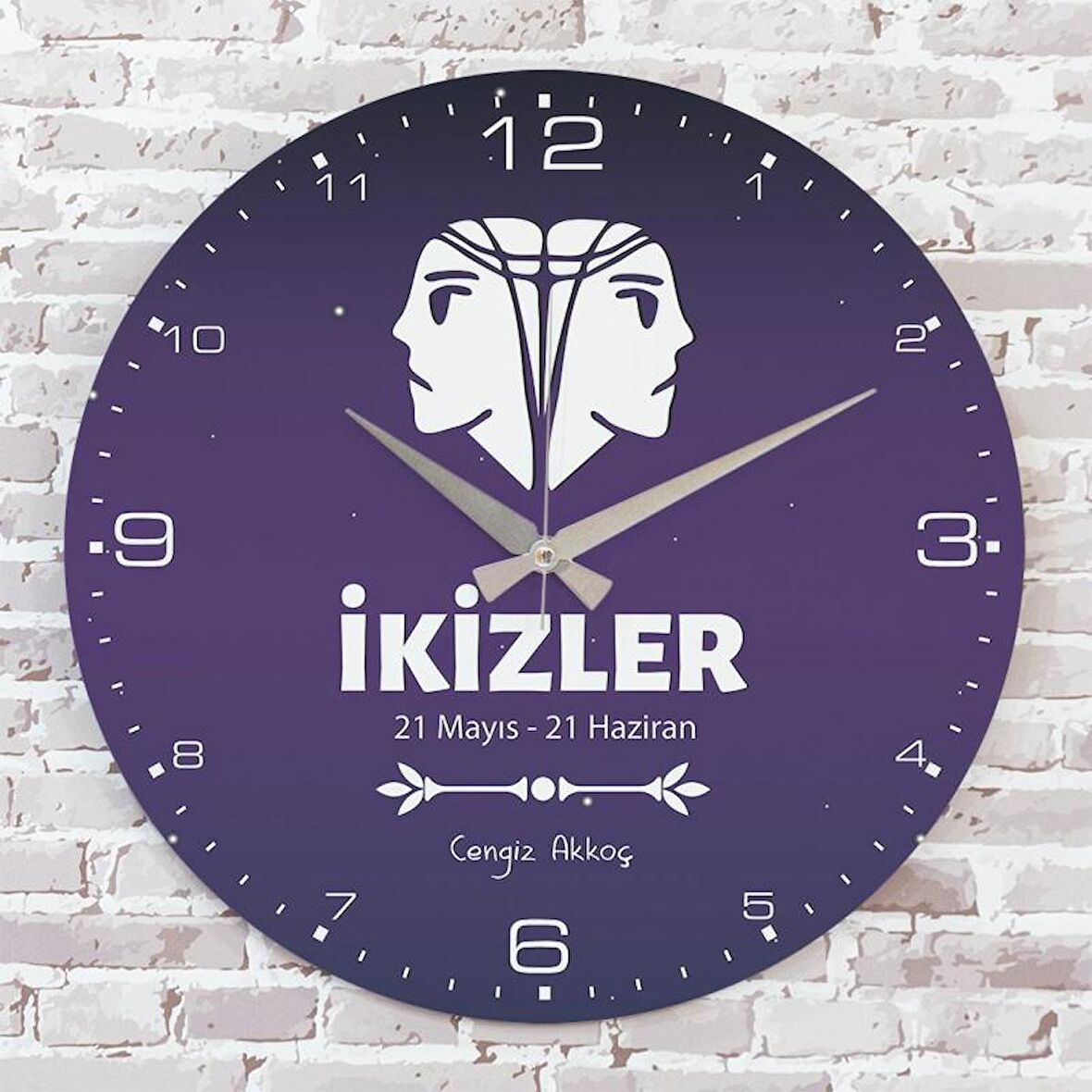 İkizler Burcuna Hediye Ahşap Saat 33cm  KA02-1532