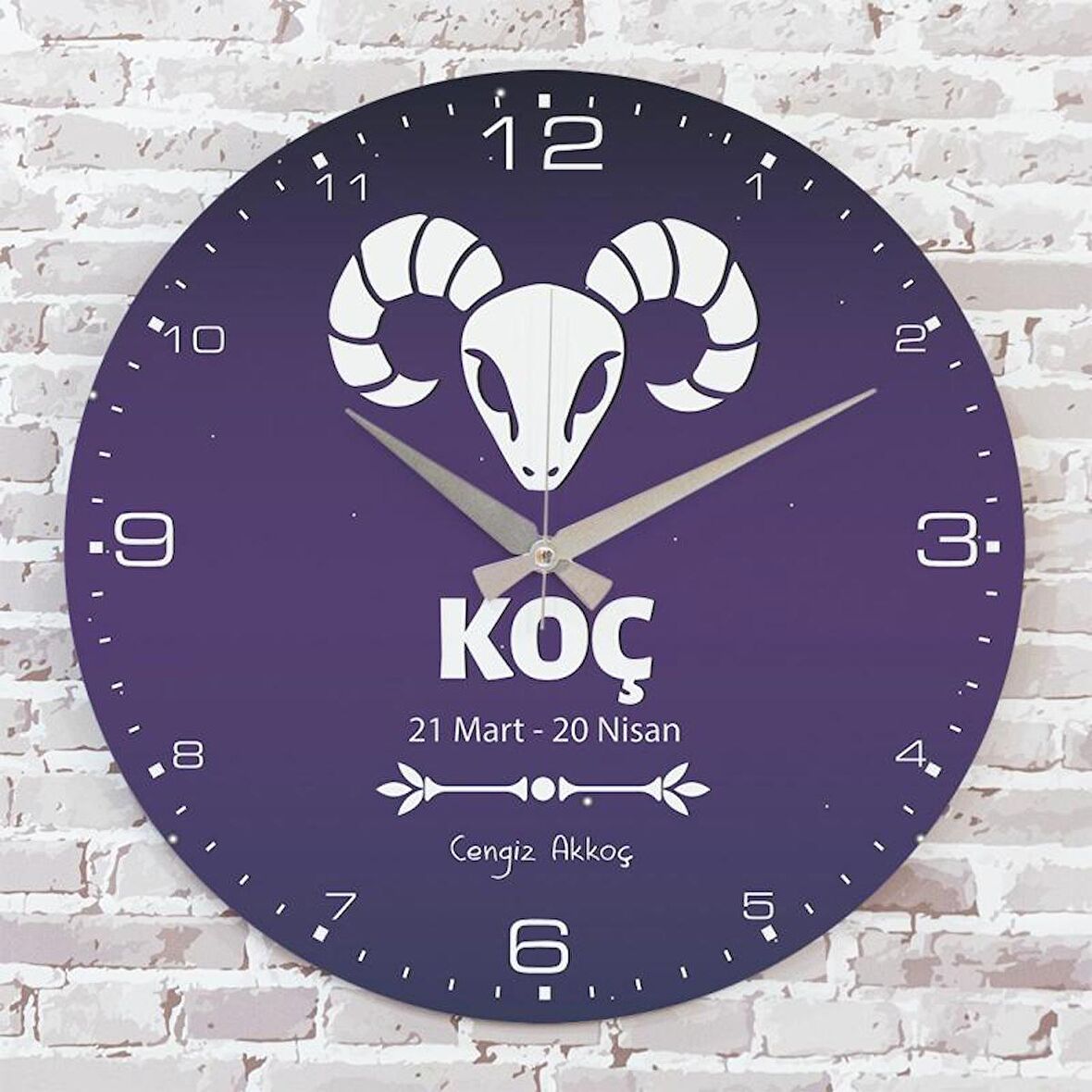 Koç Burcuna Hediye Ahşap Saat 33cm  KA02-1533