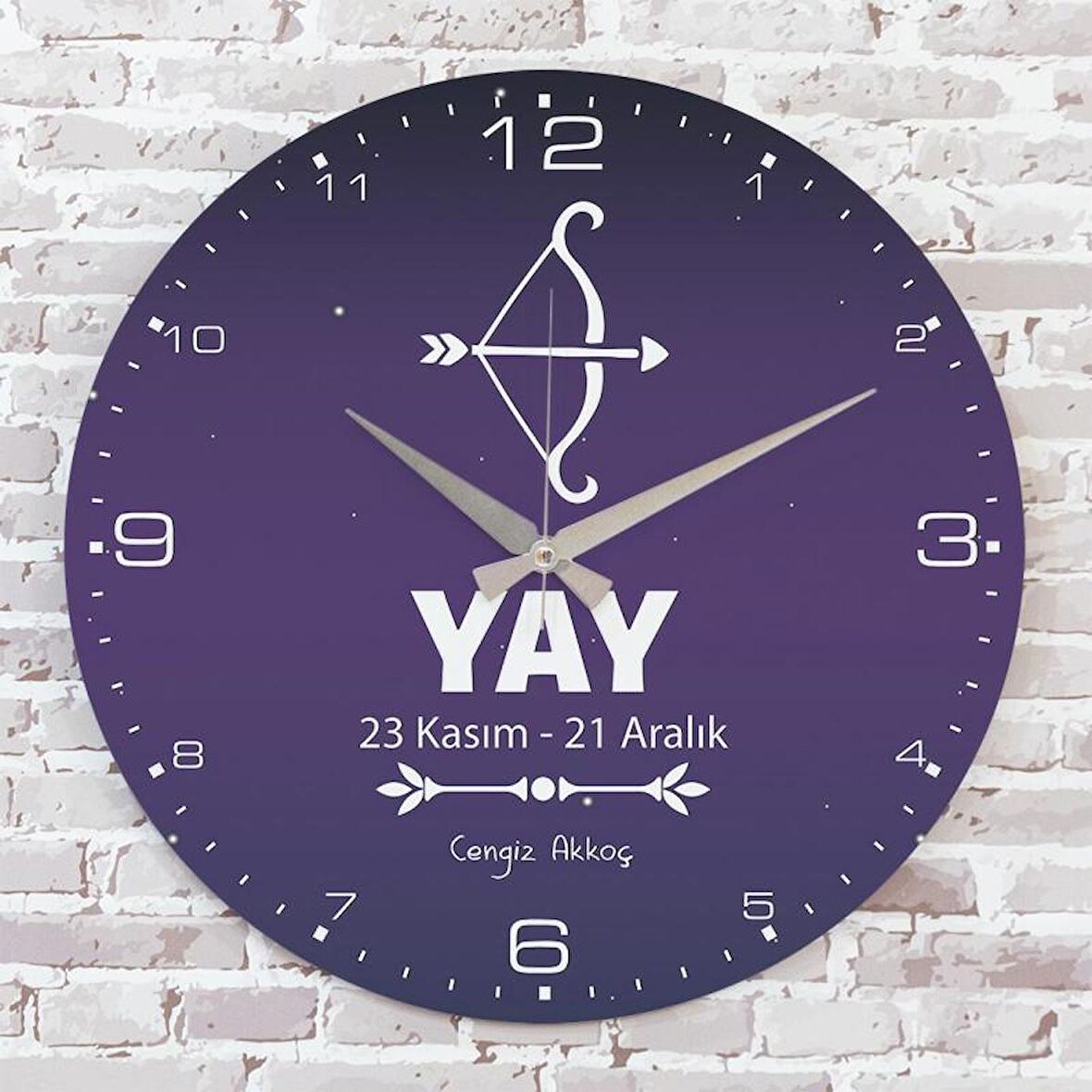 Yay Burcuna Hediye Ahşap Saat 33cm  KA02-1537